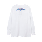 Men Long Sleeve T Shirt Graffiti Personalized Printed Necklace Decoration